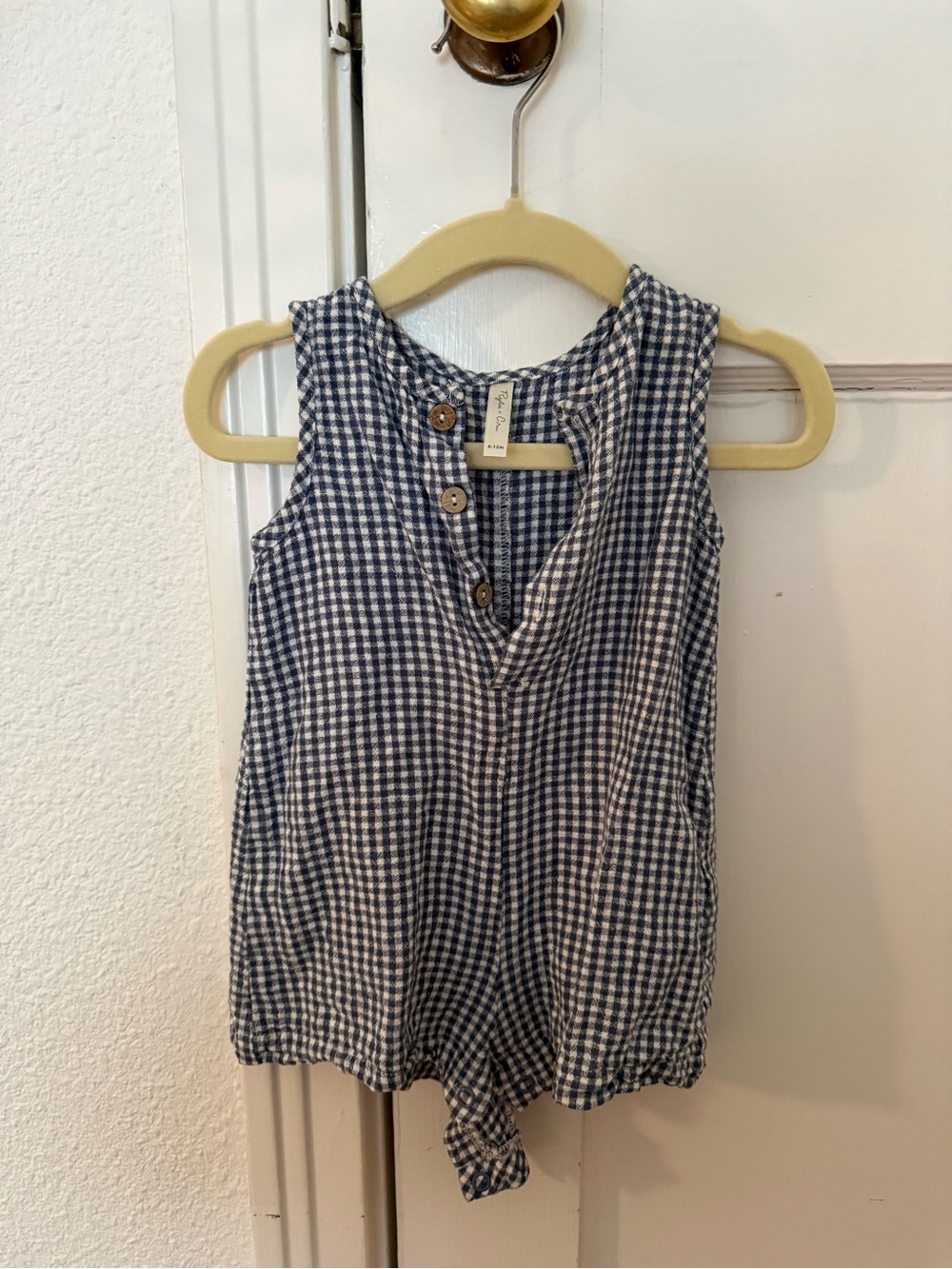 Quincy Mae Navy and White Gingham Romper
